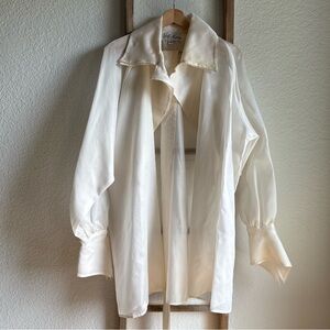 Yoly Munoz Vintage Ivory Sheer Belted Tunic Blouse sz: 10